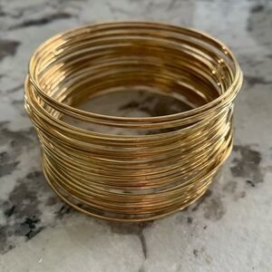 Gold Tone Polished Bangle Bracelets (34) fits up to 8”
